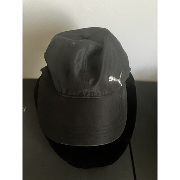 Puma Logo Moisture Wicking Running Hat Black Womens Fit chrome 3d logo - Picture 2 of 5